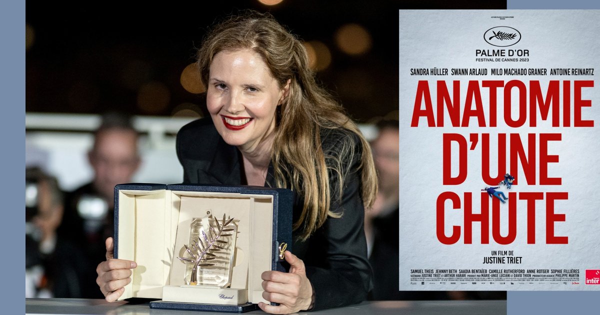 justine triet avec la recompense de la palme d'or.